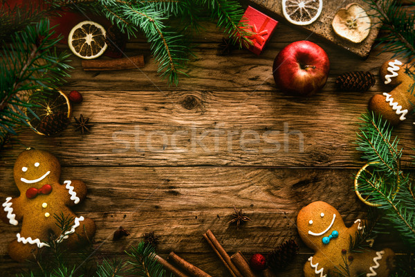 Lebkuchenmann Cookies Weihnachten Dessert Stock foto © mythja