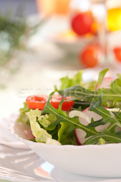 Warzyw Sałatka zdrowych sałata wiosną cebula Zdjęcia stock © mythja