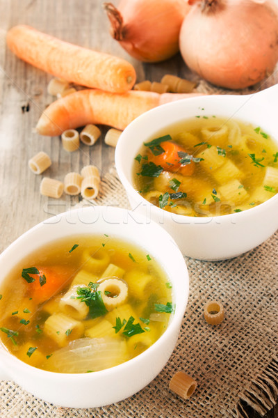 Gemüsesuppe Pasta garnieren Essen Hintergrund grünen Stock foto © mythja