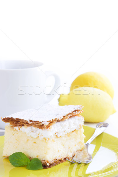 Kuchen Vanille Vanillepudding Sahne Dessert orange Stock foto © mythja