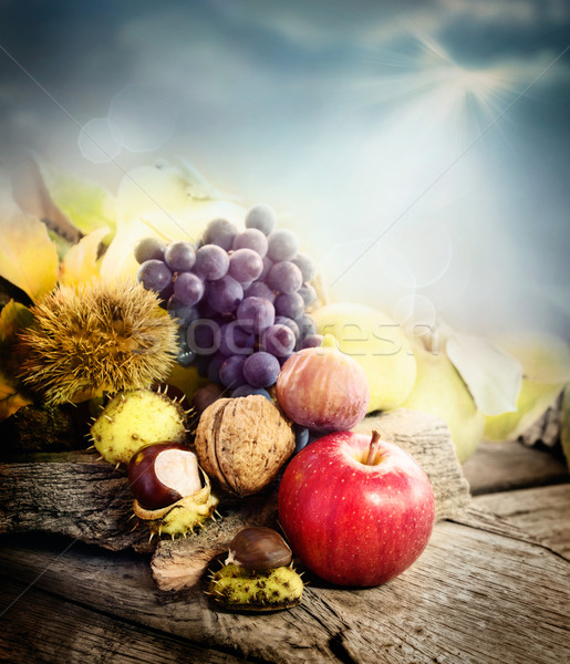 Sonbahar meyve doğa kestane üzüm elma Stok fotoğraf © mythja