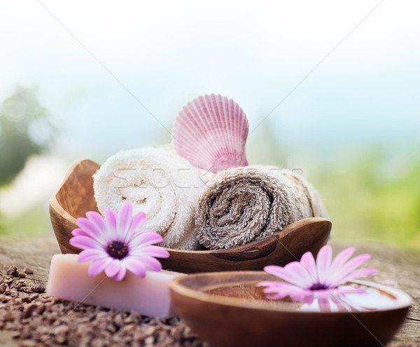 Violet natură set spa Wellness natural Imagine de stoc © mythja