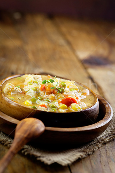 Pollo spezzatino zuppa alimentare legno Foto d'archivio © mythja