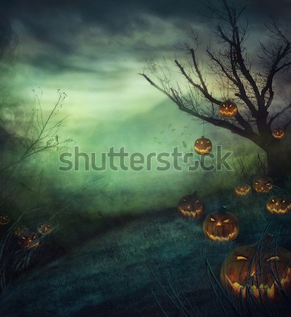 Stock photo: Halloween graveyard