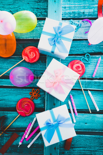 Birthday baloons and objects Stock photo © mythja