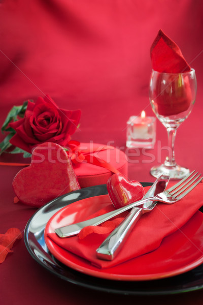 Valentine day romantic table setting Stock photo © mythja