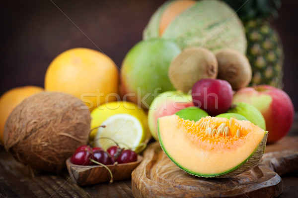 Obst Vielfalt Holz tropischen exotischen Stock foto © mythja