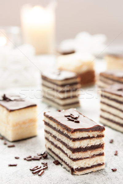 Választék torta különböző darabok csokoládé vanília Stock fotó © mythja