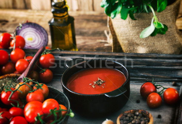томатный суп домашний помидоров травы специи комфорт Сток-фото © mythja