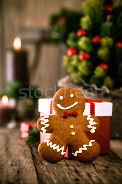 Gingerbread man cookie christmas deser Zdjęcia stock © mythja