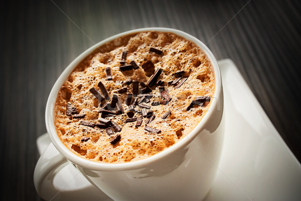 Cappucchino kávé fehér csésze csokoládé űr Stock fotó © mythja