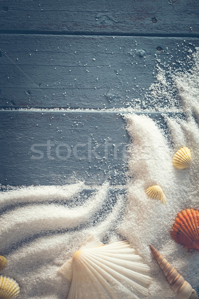 Zomer houten wit zand zeester zand vakantie Stockfoto © mythja