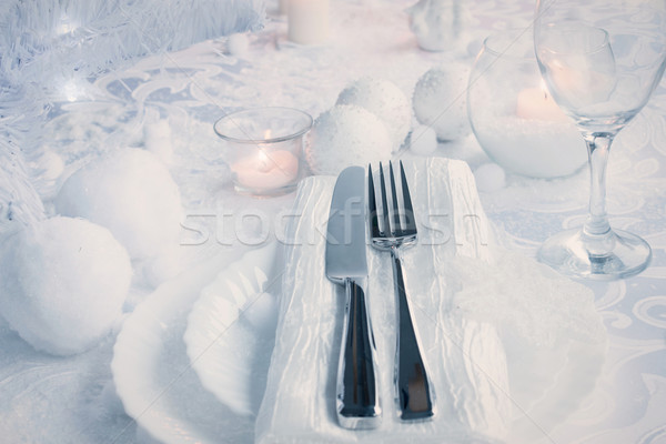 Christmas table setting Stock photo © mythja