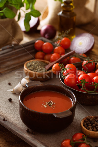 томатный суп домашний помидоров травы специи комфорт Сток-фото © mythja
