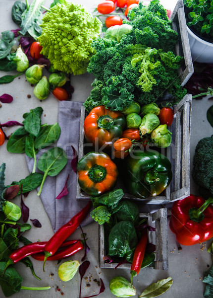 Fresh vegetables flatlay Stock photo © mythja