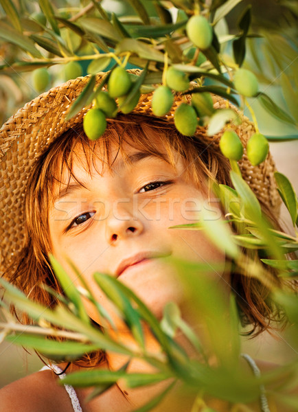 Girl in olive farm Stock photo © mythja