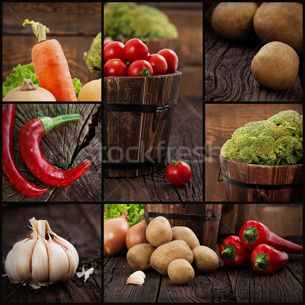 Organic vegetables collage Stock photo © mythja