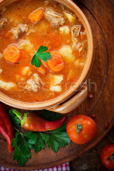 Cielęcina gulasz zupa mięsa warzyw Zdjęcia stock © mythja