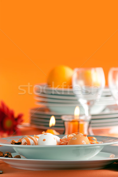 Easter table setting with copyspace Stock photo © mythja