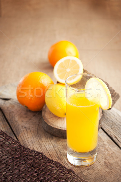 Stock foto: Fruchtsaft · Glas · gesunden · orange · Zitrone · Saft