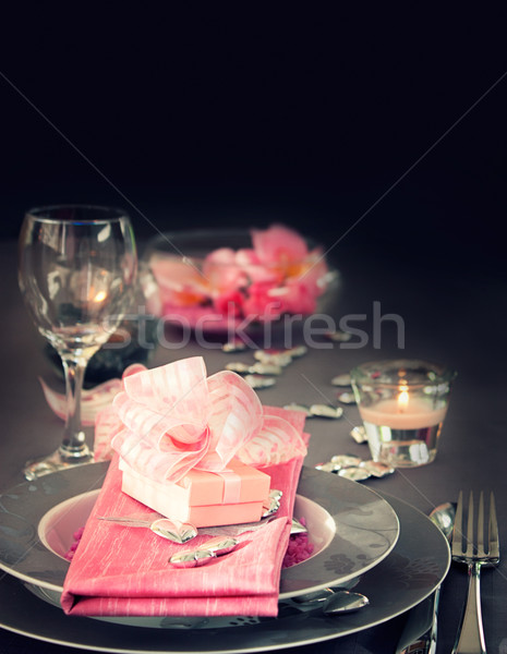 Valentine day romantic table setting Stock photo © mythja