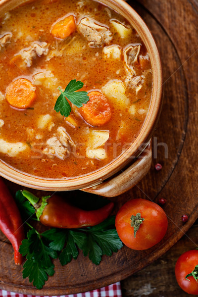 Borjúhús pörkölt finom leves hús zöldségek Stock fotó © mythja