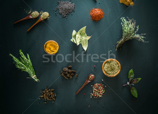 Foto stock: Especias · hierbas · variedad · mediterráneo · alimentos · fondo