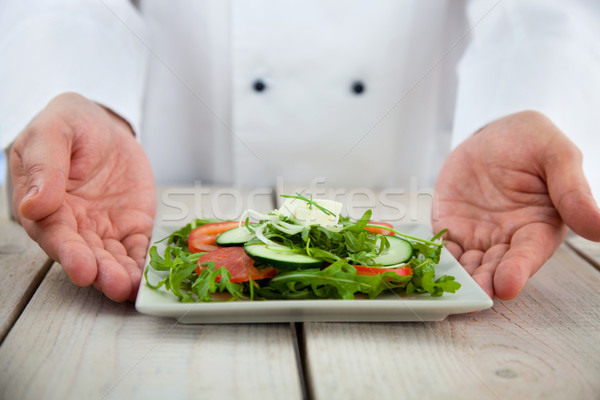 Stockfoto: Mannelijke · chef · restaurant · keuken · pasta · schotel