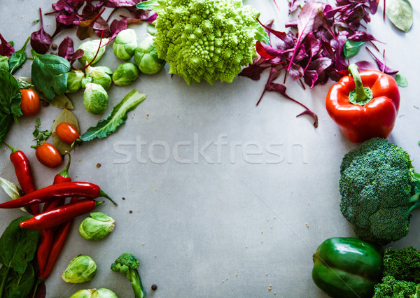 Foto stock: Verduras · frescas · marco · alimentos · disposición · hortalizas · variedad