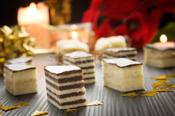 Választék torta különböző darabok csokoládé vanília Stock fotó © mythja