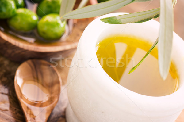 оливкового масла дополнительно девственница здорового свежие оливками Сток-фото © mythja