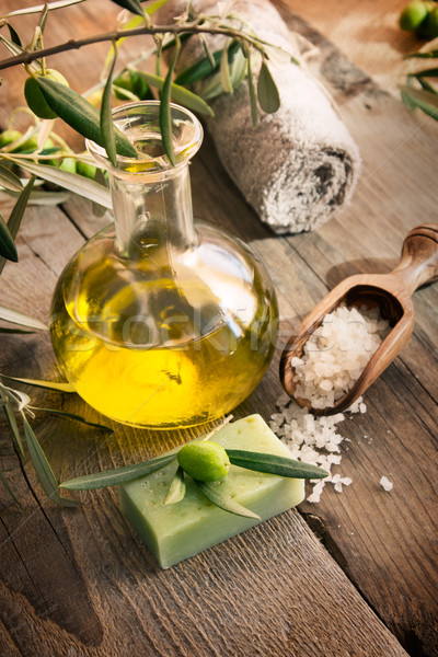 Natural spa setting with olive products Stock photo © mythja