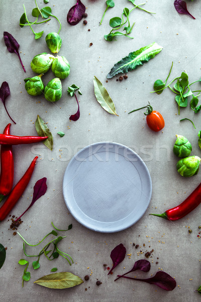 Fresh vegetables flatlay Stock photo © mythja