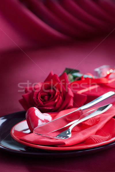Valentine day romantic table setting Stock photo © mythja