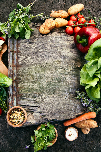 Essen Gemüse gesunde Lebensmittel Zutaten Kräuter Gewürze Stock foto © mythja