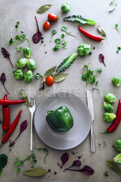 Fresh vegetables flatlay Stock photo © mythja