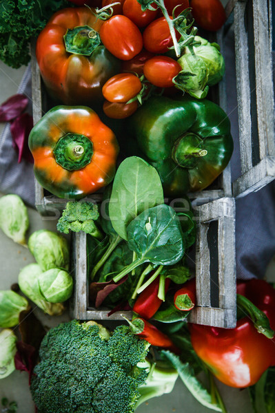 Fresh vegetables flatlay Stock photo © mythja