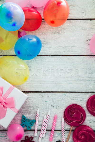 Birthday baloons and objects Stock photo © mythja