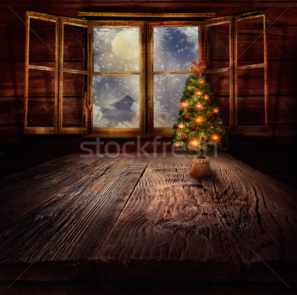 Weihnachten Design Weihnachtsbaum Winter Holz Stock foto © mythja