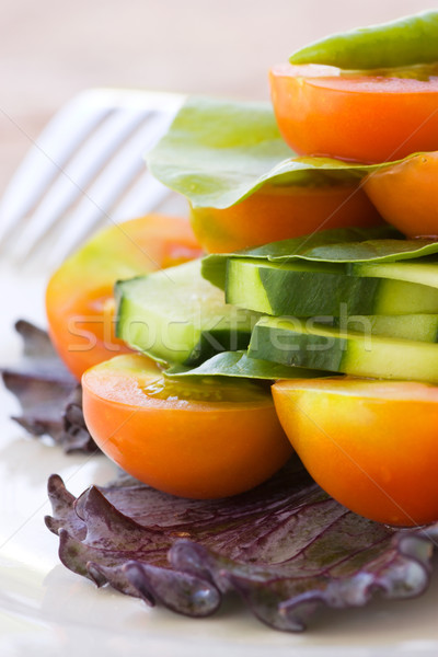 ストックフォト: 野菜 · ピラミッド · 健康 · サラダ · コピースペース · チェリートマト