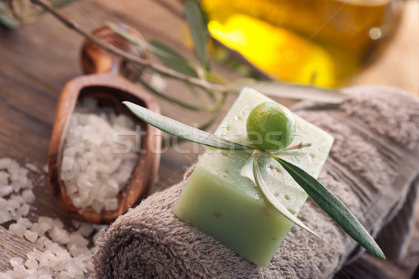 Natural spa setting with olive oil. Stock photo © mythja