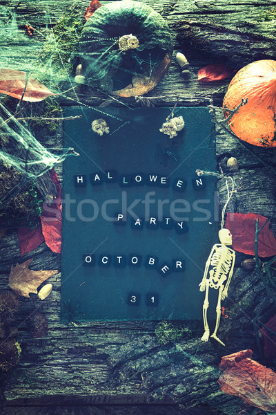 Foto d'archivio: Invito · halloween · party · flyer · texture · albero