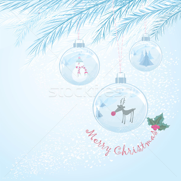 Vector Christmas card with three baubles Stock photo © mythja