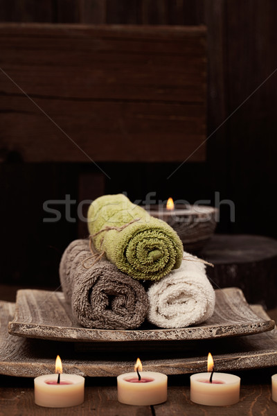 Spa benessere naturale sapone candele asciugamano Foto d'archivio © mythja