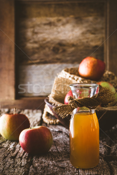 Apfel Essig Flasche Holz gesunden Stock foto © mythja