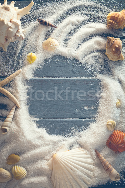 Yaz ahşap denizyıldızı kum tatil Stok fotoğraf © mythja