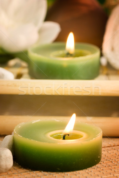 Spa hout achtergrond schoonheid oranje massage Stockfoto © mythja