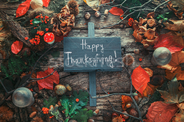 Stock photo: Thanksgiving dinner on wood