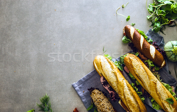 ストックフォト: サンドイッチ · 野菜 · ファストフード · 食品 · 背景 · クラブ