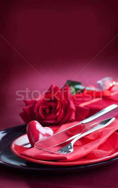 Valentine day romantic table setting Stock photo © mythja